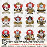 Wake Forest Demon Deacons  Pennywise Horror NCAA Bundle 12 SVG Svg Eps Dxf Png File, Digital Download