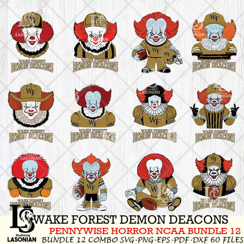Wake Forest Demon Deacons  Pennywise Horror NCAA Bundle 12 SVG Svg Eps Dxf Png File, Digital Download