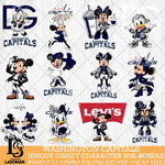 Washington Capitals Disney character NHL Bundle 12 Svg Eps Dxf Png File, Digital Download, Instant Download