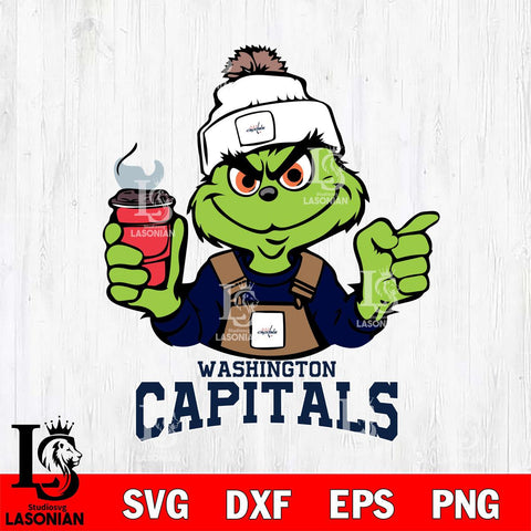 Washington Capitals Grinch with coffee Svg Eps Dxf Png File, Digital Download, Instant Download