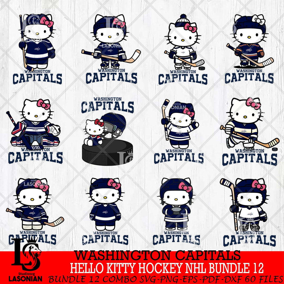 Washington Capitals Hello Kitty Hockey NHL Bundle File cut ,NHL Criucut ...