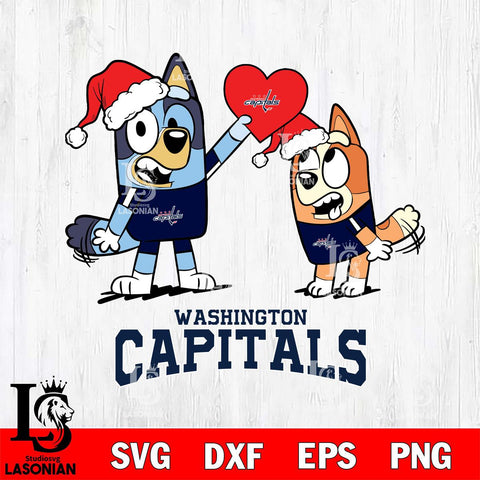 Washington Capitals Love Bluey Christmas Svg Eps Dxf Png File, Digital Download