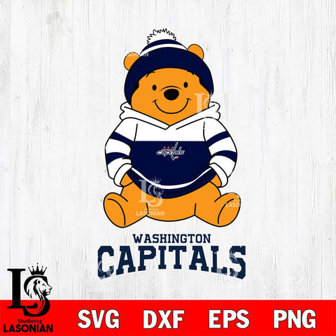 Washington Capitals Winnie The Pooh Hockey SVG DXF EPS PNG FILE,NHL File Cut,Disney Digital Download,Instant Download, Silhouette