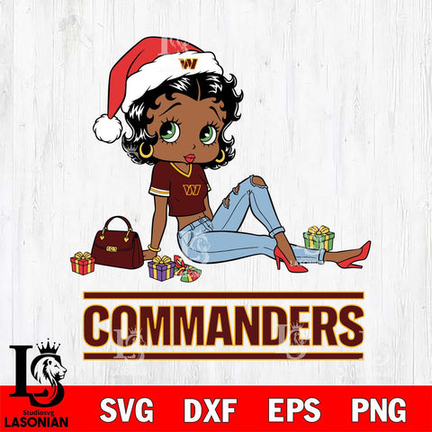 Washington Football Team Betty Boop Christmas Packing File Cut, NFL SVG DXF EPS PNG PDF File, Digital Download , Criucut , Silhouette