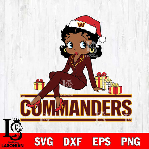 Washington Football Team Betty Boop Christmas fan File Cut, NFL SVG DXF EPS PNG PDF File, Digital Download , Criucut , Silhouette