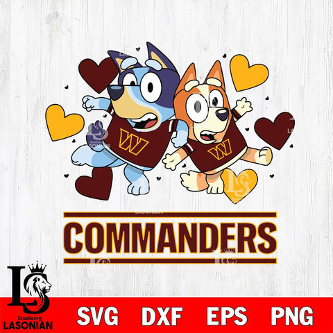 Washington Football Team Bluey Chilli Heart NFL Svg Eps Dxf Png File, Digital Download, Instant Download