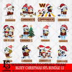 Washington Football Team Bluey Christmas NFL Bundle 12 Svg Eps Dxf Png File,Cut Svg Files, Digital File, Sublimation