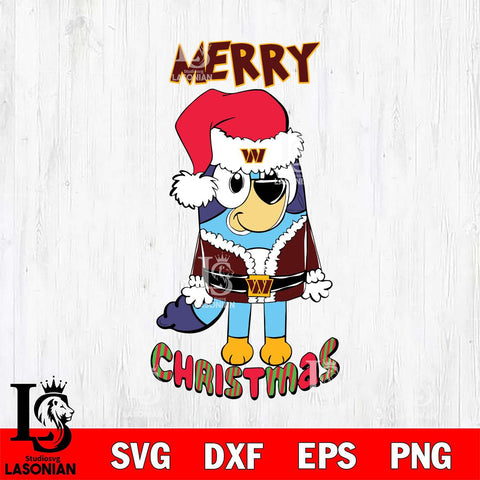 Washington Football Team Bluey Merry Christmas Bluey Santa Claus Svg Eps Dxf Png File, Digital Download