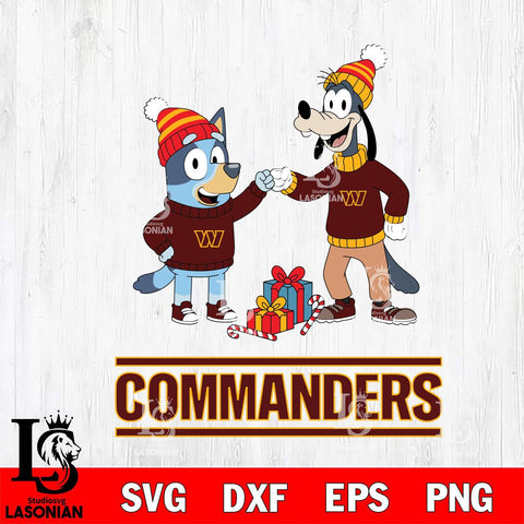 Washington Football Team Bluey With Goofy Christmas Cricut,Christmas SVG DXF EPS PNG FILE, Digital Download,Instant Download, Silhouette