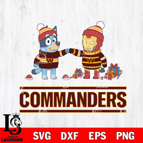 Washington Football Team Bluey With Iron man Christmas Cricut,Christmas SVG DXF EPS PNG FILE, Digital Download,Instant Download, Silhouette