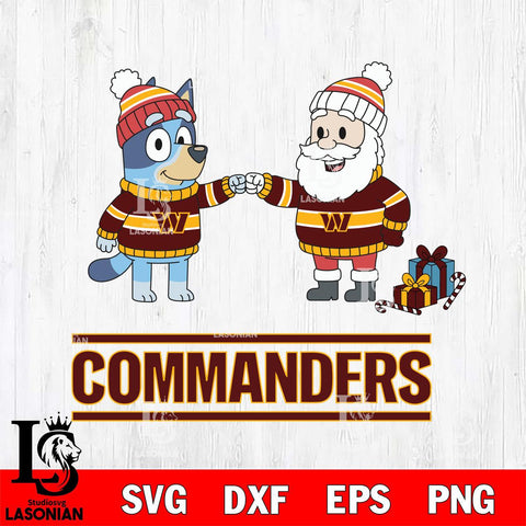 Washington Football Team Bluey With Satan Christmas Cricut,Christmas SVG DXF EPS PNG FILE, Digital Download,Instant Download, Silhouette