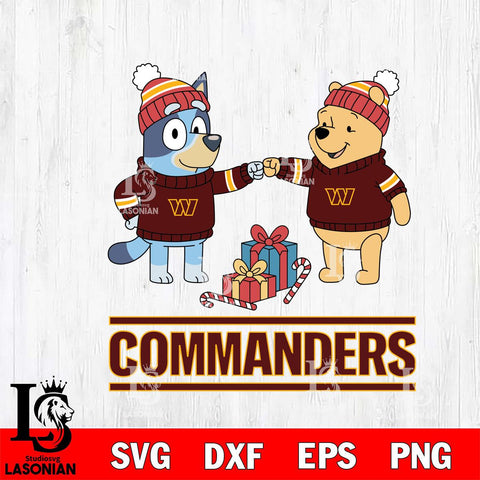 Washington Football Team Bluey With Winnie The Pooh Christmas Cricut,Christmas SVG DXF EPS PNG FILE, Digital Download,Instant Download, Silhouette