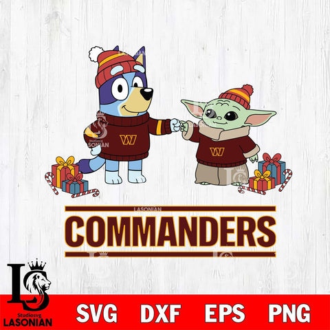 Washington Football Team Bluey With Yoda Christmas Cricut,Christmas SVG DXF EPS PNG FILE, Digital Download,Instant Download, Silhouette