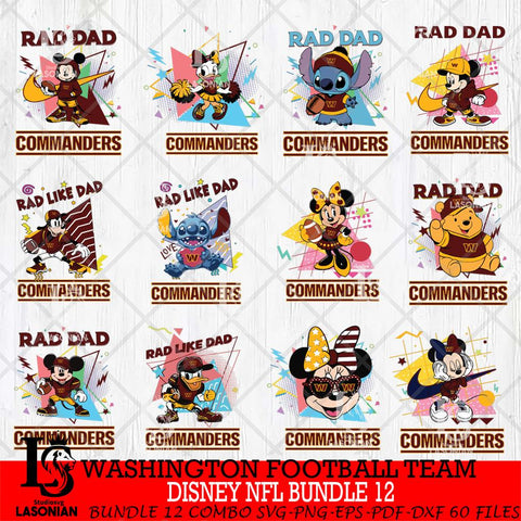 Washington Football Team Disney Rad Dad NFL Bundle 12 SVG DXF EPS PNG FILE, Father day File Cut,Digital Download,Instant Download,Disney Svg Files