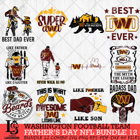 Washington Football Team Fathers Day NFL Bundle 12 Svg Eps Dxf Png File, Digital Download, Instant Download