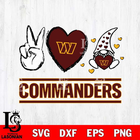 Washington Football Team Gnomes Peace & Love Svg Eps Dxf Png File, Digital Download, Instant Download