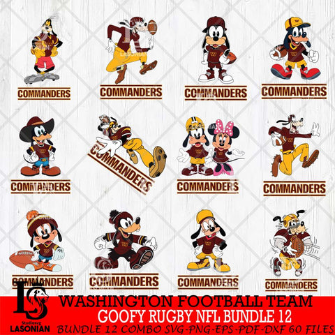 Washington Football Team Goofy Rugby NFL Bundle 12 SVG DXF EPS PNG FILE,NFL bundle svg ,Football Digital Download,Instant Download, Silhouette