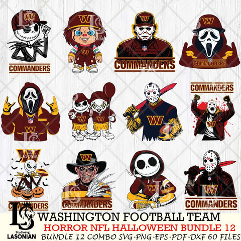 Washington Football Team Halloween Bundle 12 SVG Svg Eps Dxf Png File, Bundle NFL svg, Digital Download, Instant Download