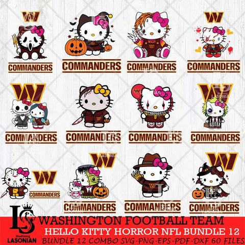 Washington Football Team Hello Kitty Horror NFL Bundle 12 SVG Eps Dxf Png File, NFL svg, Digital Download, Instant Download