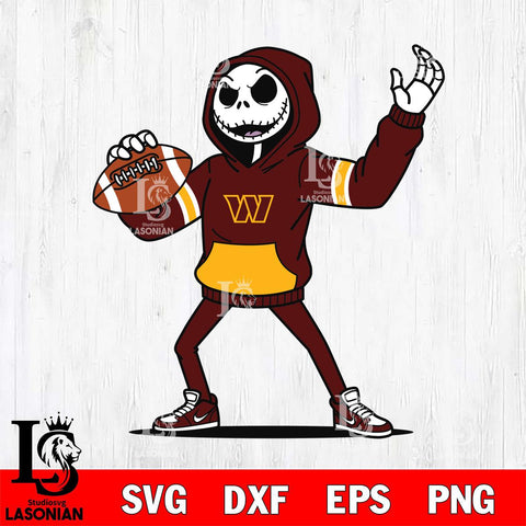 Washington Football Team Jack Skellington Football Christmas File Cut, NFL SVG DXF EPS PNG FILE, Digital Download , Criucut , Silhouette