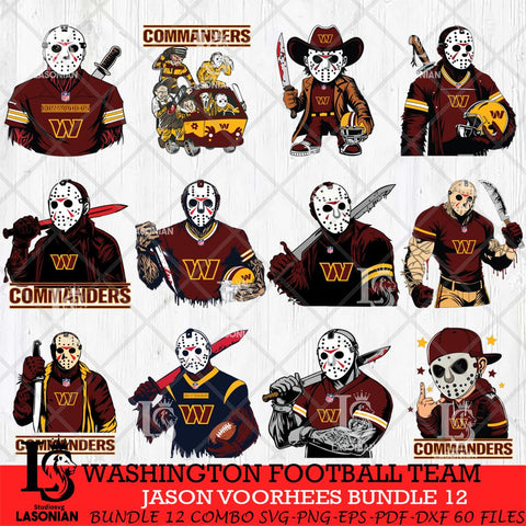 Washington Football Team Jason Voorhees Horror Bundle 12 SVG Svg Eps Dxf Png File,Bundle NFL svg, Digital Download, Instant Download