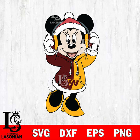 Washington Football Team Minnie Mouse Disney Football Christmas File Cut, NFL SVG DXF EPS PNG FILE, Digital Download , Criucut , Silhouette