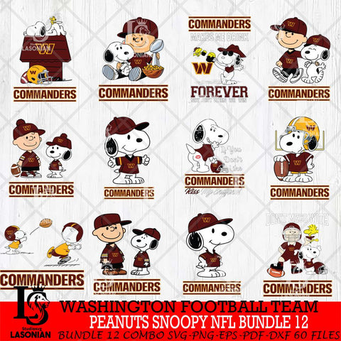 Washington Football Team Peanuts Snoopy Player NFL Bundle 12 SVG DXF EPS PNG FILE,Snoopy File Cut, bundle nfl Digital Download,Instant Download, Silhouette