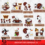 Washington Football Team Snoopy NFL Bundle 12 SVG Eps Dxf Png File, NFL svg, Digital Download, Instant Download