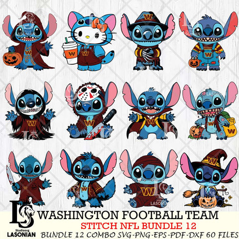 Washington Football Team Stitch Horror Bundle 12 SVG Eps Dxf Png File, Bundle NFL svg, Digital Download, Instant Download