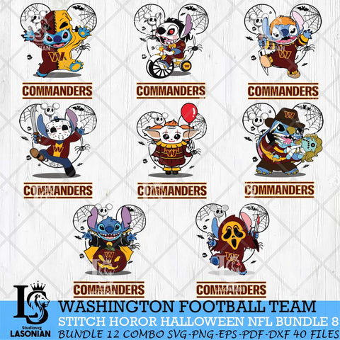Washington Football Team Stitch Horror Halloween Bundle 8 Svg Eps Dxf Png File, Digital Download, Instant Download