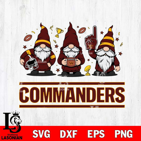 Washington Football Team Three Gnome FAN File Cut, NFL SVG, Digital Download , CHRISTMAS Criucut , Silhouette