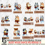Washington Football Team  Bluey Dance NFL Bundle 12 SVG Eps Dxf Png File, Digital Download, Instant Download