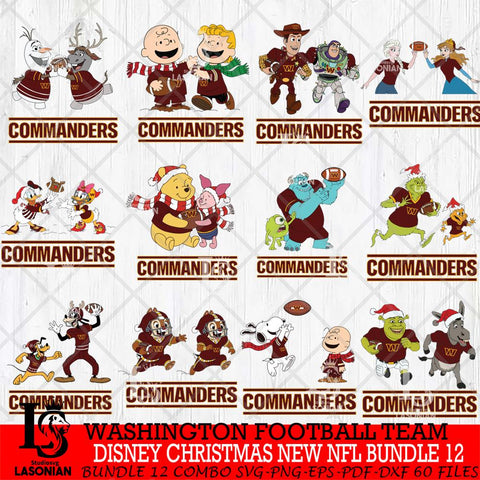 Washington Football Team  Disney Christmas New NFL Bundle 12 Cricut,Christmas SVG DXF EPS PNG FILE, NFL Digital Download,Instant Download, Silhouette