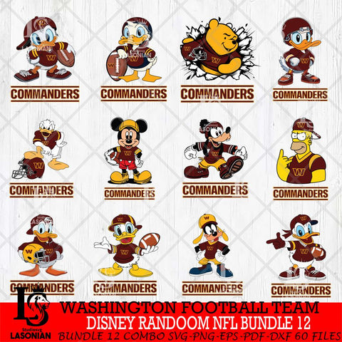Washington Football Team  Disney Ramdoom NFL Bundle 12 Cricut,Bundle NFL SVG DXF EPS PNG FILE, Digital Download,Instant Download, Silhouette