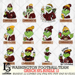 Washington Football Team  Grinch NFL Bundle 12 SVG Eps Dxf Png File, Digital Download, Instant Download
