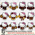 Washington Football Team  Hello Kitty Cheerleader NFL Bundle 12 SVG Eps Dxf Png File, Digital Download, Instant Download