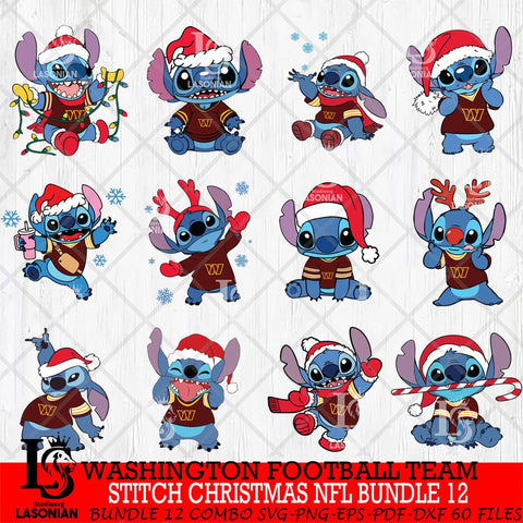 Washington Football Team  Stitch Christmas NFL Bundle 12 Svg Eps Dxf Png File, Digital Download, Instant Download