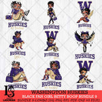 Washington Huskies Black Fan Girl Betty Boop Bundle 9, Svg Eps Dxf Png File, Digital Download