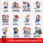 Washington Huskies Bluey Christmas NCAA Bundle 12 Cricut File Cut Files , Bluey Cricut , Christmas Svg , Bluey svg , Digital Download, dxf eps png pdf file