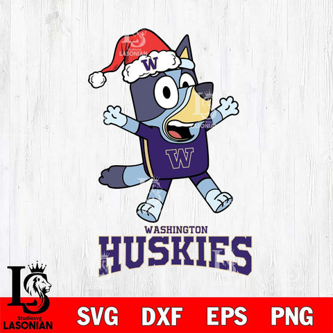 Washington Huskies Bluey Happy Christmas Svg Eps Dxf Png File, Digital Download