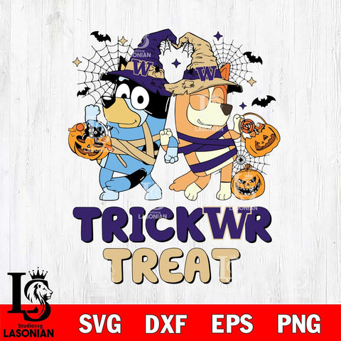 Washington Huskies Bluey Trick or Treat Halloween 2 Svg Eps Dxf Png File, Digital Download, Instant Download