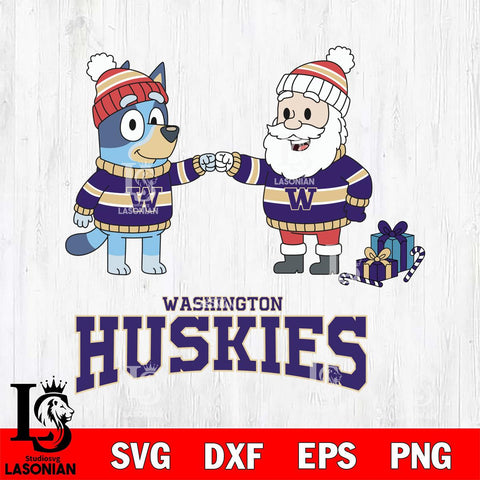 Washington Huskies Bluey With Satan Christmas File Cut, NCAA SVG DXF EPS PNG FILE, Digital Download,Instant Download, Silhouette