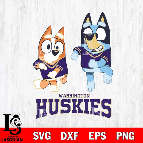 Washington Huskies Bluey with Chilli Dance Svg Eps Dxf Png File, Digital Download, Instant Download
