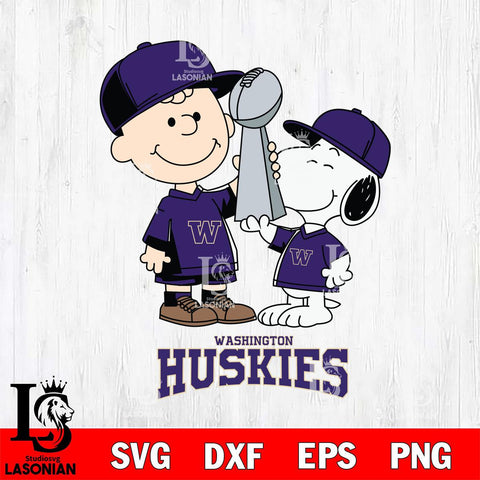 Washington Huskies Charlie Brown and Snoopy Champions Svg Eps Dxf Png File, NCAA svg , Digital Download , Instant Download, Cricut File