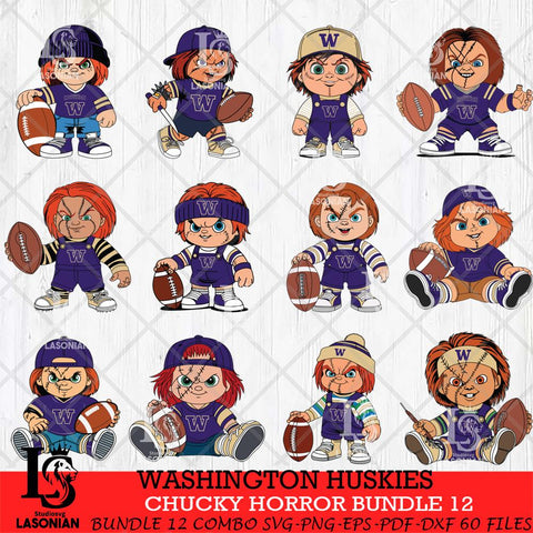 Washington Huskies Chucky Horror Bundle 12 SVG Eps Dxf Png File, Bundle NCAA svg, Digital Download, Instant Download