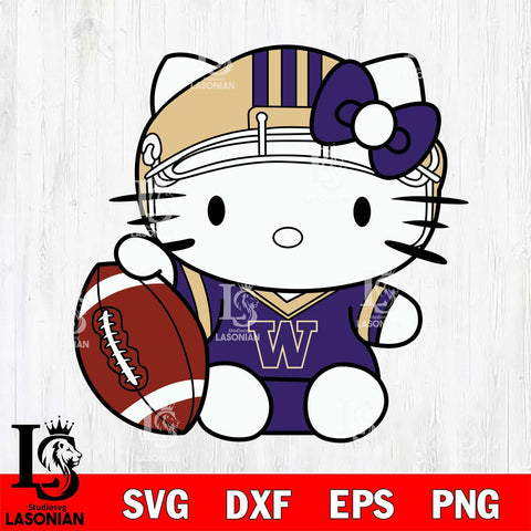 Washington Huskies Cute Hello Kitty Football 5 Svg Eps Dxf Png File, NCAA svg, Digital Download, Instant Download
