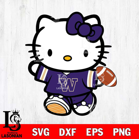 Washington Huskies Cute Hello Kitty Football 7 Svg Eps Dxf Png File, NCAA svg, Digital Download, Instant Download