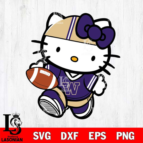 Washington Huskies Cute Hello Kitty Football 9 Svg Eps Dxf Png File, NCAA svg, Digital Download, Instant Download