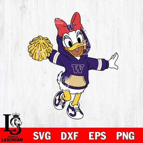 Washington Huskies Daisy Duck Cheerleader Christmas File Cut, NCAA SVG DXF EPS PNG FILE, Digital Download , Criucut , Silhouette