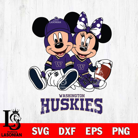 Washington Huskies Disney Mickey And Minnie Football Svg Eps Dxf Png File, NCAA svg , Digital Download , Instant Download, Cricut File